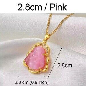 Pink Buddha Pendant Necklace With 5 Fe 9